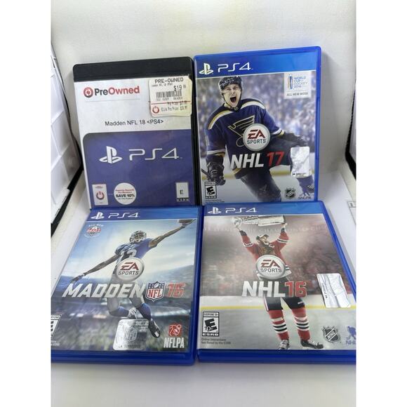 PS4 Sports Game Madden 16 18 & NHL 16 17 Football Hockey PlayStation 4 Games - Picture 1 of 4